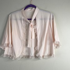 Vintage 70s Vanity Fair Peignoir Bed Jacket Small Ruffle Ethereal Feminine Sheer