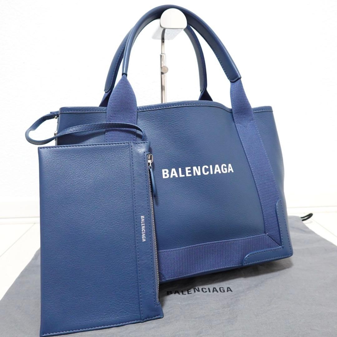 Balenciaga Navy Cabas Pouch Tote Bag Handbag Small Size S Designer Canvas Tote thumbnail 20
