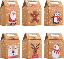 STEFORD Christmas Kraft Paper Gift Boxes,24PCS Christmas Candy Gift Treat Bags f