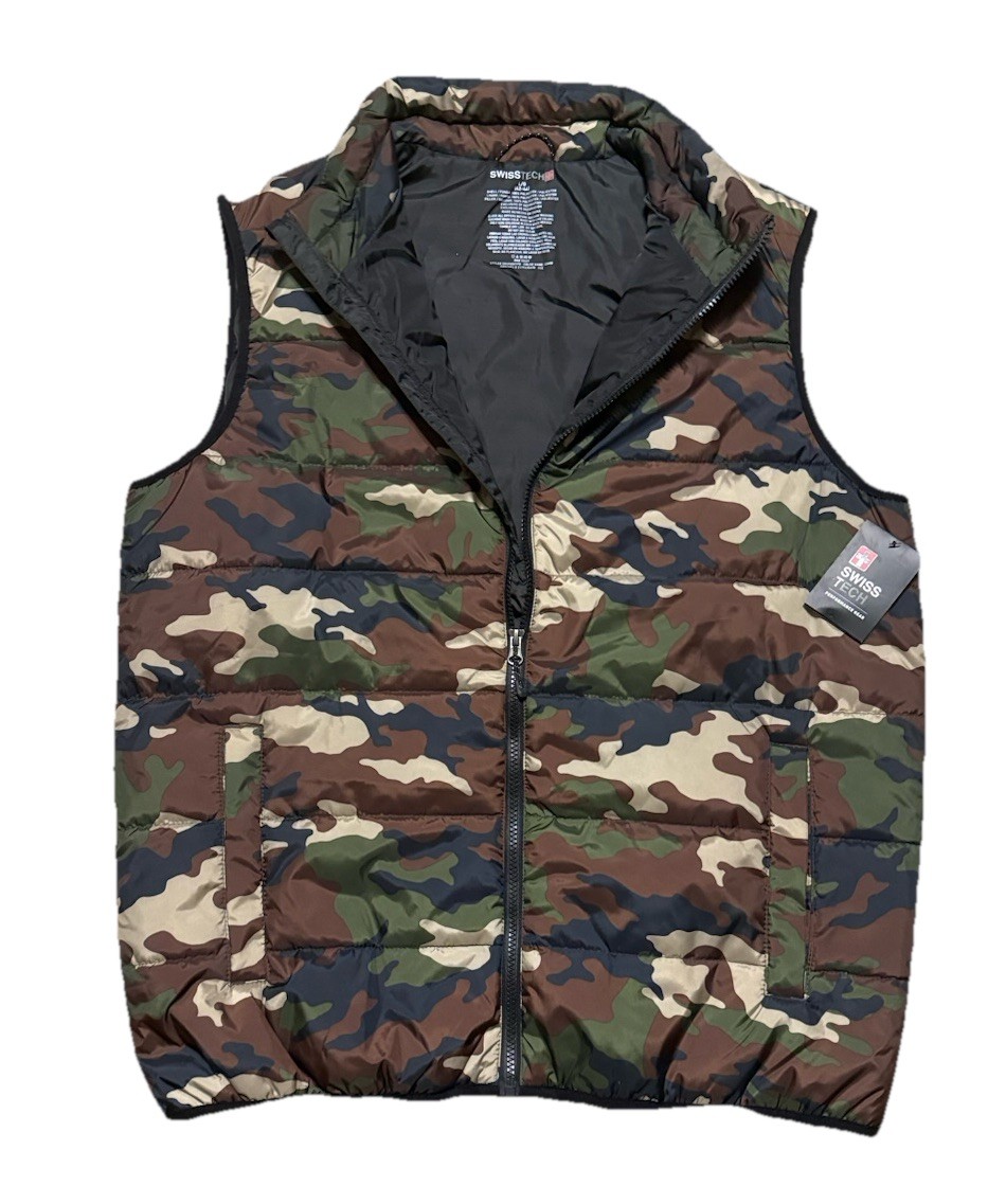 Swiss Tech Performance Gear Camouflage Puffer Vest Size XLarge NWT Ski Winter