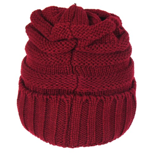 Knit Oversized Thick Hat Unisex Slouch Red Wine J2C75797 - Bild 8 von 10