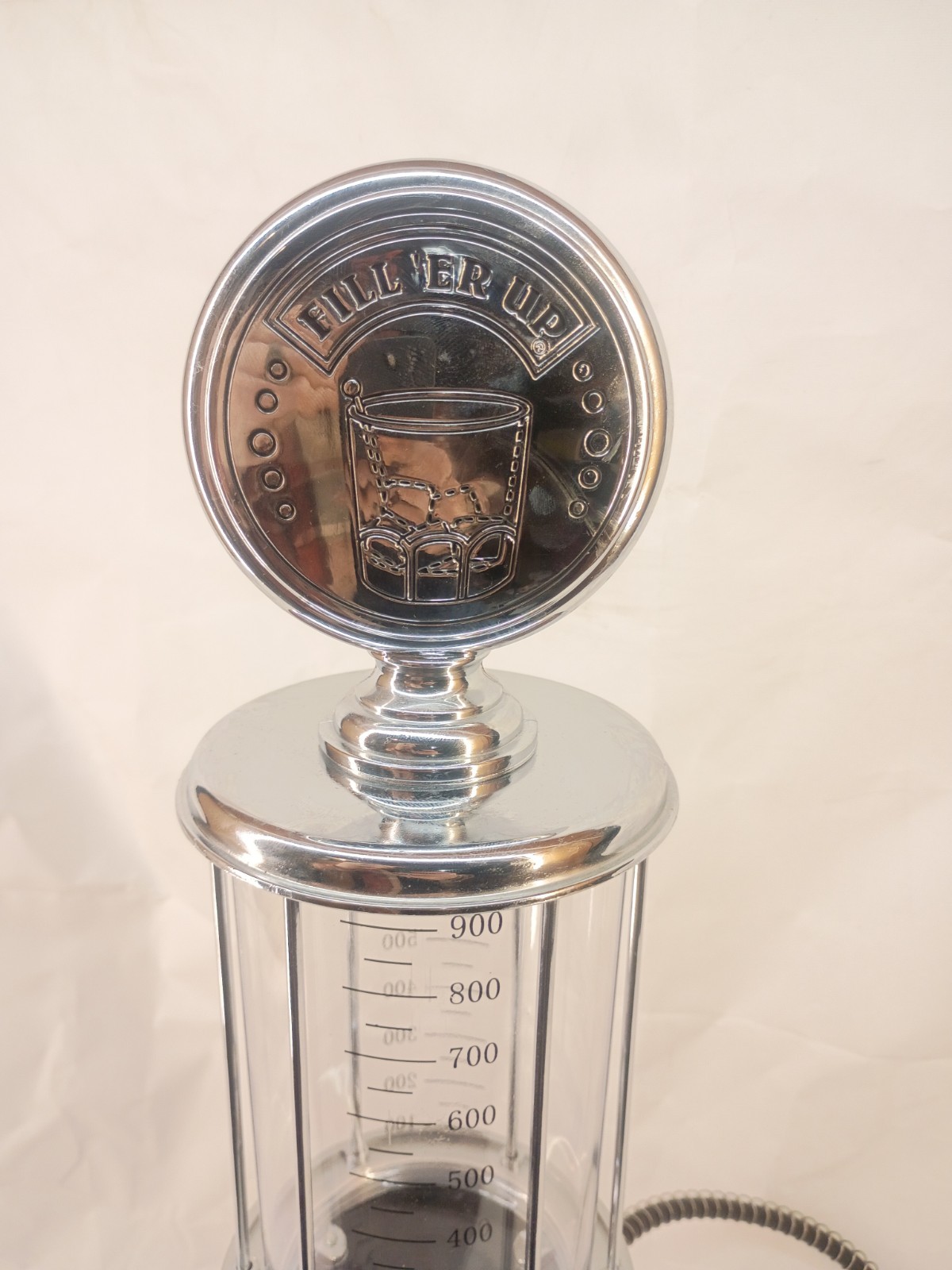 Gas Pump Bar Liquor Dispenser Godinger Fill 'Er Up Chrome 30 ounces 19" Tall