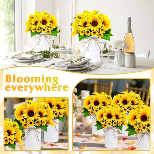 6 Sets Fake Centerpiece Table Decorations with 6 Pcs 6 Inch Large Sunflower