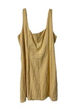 New Old navy Large Yellow and white dress Linen Blend Moc Back Sleveless