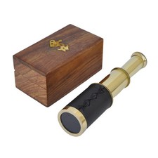 6" inch Handheld Brass Telescope with Wooden Box - Pirate Navigation. 6" Black