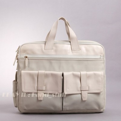 Piquadro Ivory Mesh Leather Top Handle Zip Laptop WorkBag Briefcase 45*35cm NWT