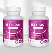 2PCS Rosabella Organic Beet Root 60 Capsules Natural Energy Boost Blood Pressure