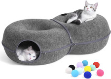 8-Shaped Large Cat Tunnel Bed for Indoor Cats, Infinite Circulation Peekaboo Cat