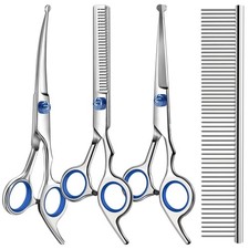 Professional 4 in 1 Dog  Cat Grooming Scissors Kit with Safety Round Tips,Sharp