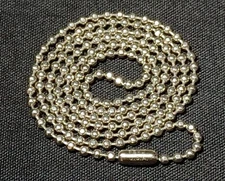 Made in USA Dog Tag Chain 24" Nickel Plated Steel 2.4mm Flat Ball Bead Stylish