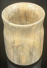 Hand Turned Light-Color Wood Vase Container Artist Signed Tangerine FL 5 1/4" T