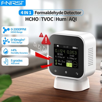 4-IN-1 Indoor Air Quality Monitor Touchscreen HCHO TVOC Detector Temp Tester