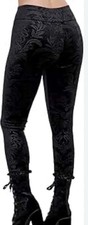 Killstar Velvet Burnout Leggings Womens S Black Whimsigoth Kraken Floral Witchy