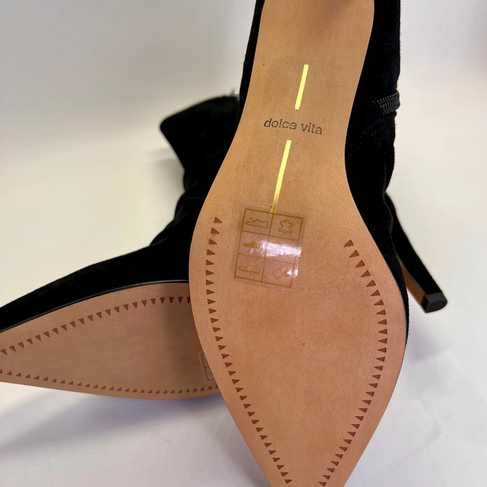 Botas de gamuza Dolce Vita Fernly Onyx talla 6,5 negras media pantorrilla cremallera tacón de aguja Foto 4 de 4