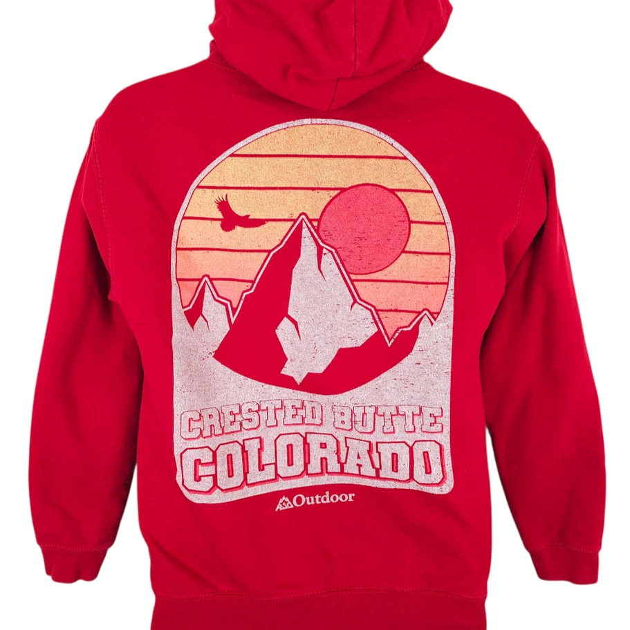 Crested Butte Sweatshirt Hoodie Mens Size Small Red Rocky Mountains Colorado