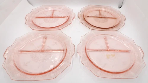 1930s Anchor Hocking Princess Pattern  Pink Depression Grill Dinner Plate 10.5"