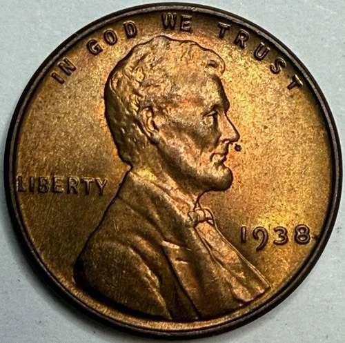 1938 Uncirculated Lincoln Wheat Cent Exact Coin Imaged #LWC1458