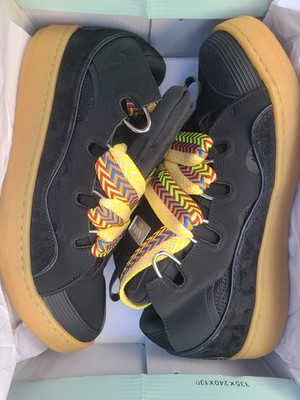 LANVIN BLACK WITH GUM CURB SNEAKERS IN LEATHER NEW CONDITION EURO 43 US 10 MEN