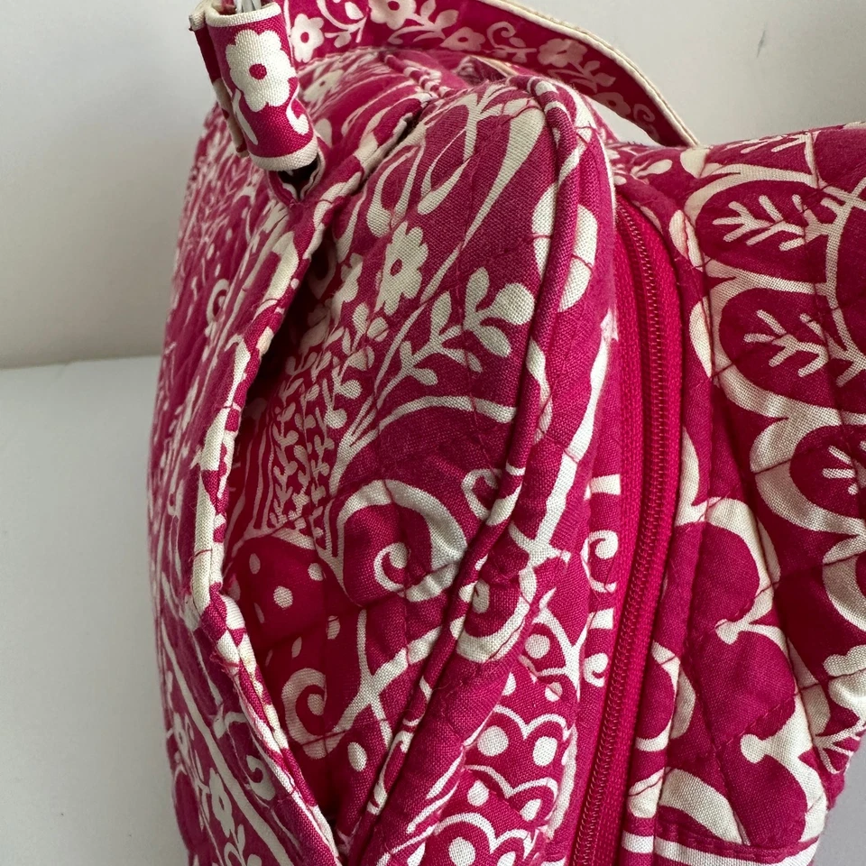 Bolso de hombro Vera Bradley Twirly Birds rosa cuadrado con cremallera Foto 4 de 4