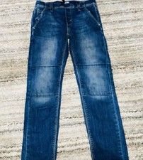 Levi's Boys Washed Blue Straight Jeans Straight Fit Adjustable Waist Size 14 Reg