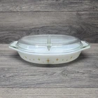 Vintage Constellation Atomic Starburst Pyrex 1 1/2 Quart Divided Casserole Dish