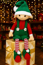 Easy Knitting Pattern Santa's Helper Christmas Evan Elf Toy Poseable 46cm DK
