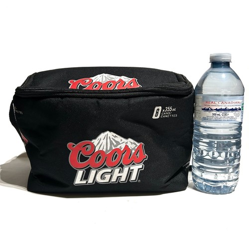 Coors Light Insulated Beer Cooler Fits 6 Cans Black White Handle Strap Lunch Bag - Picture 11 of 12