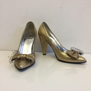 metallic gold chunky heels