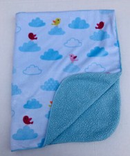 CIRCO BLUE SHERPA BIRDS CLOUDS BABY BLANKET L1