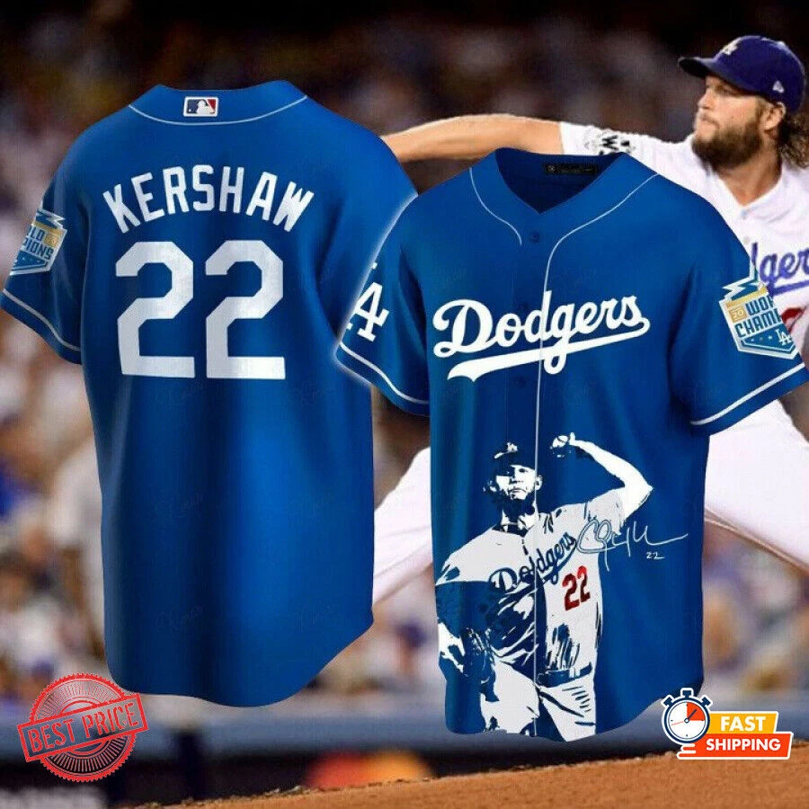 Clayton Kershaw Los Angeles Dodgers Signed Autographed Blue #22