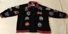Vintage Unique Sports NBA Basketball Team Logo Patches Velour Jacket Black 4XL