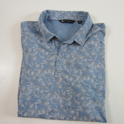 Travis Mathew Polo Shirt Mens XXL Blue Floral Casual Lightweight Tropical