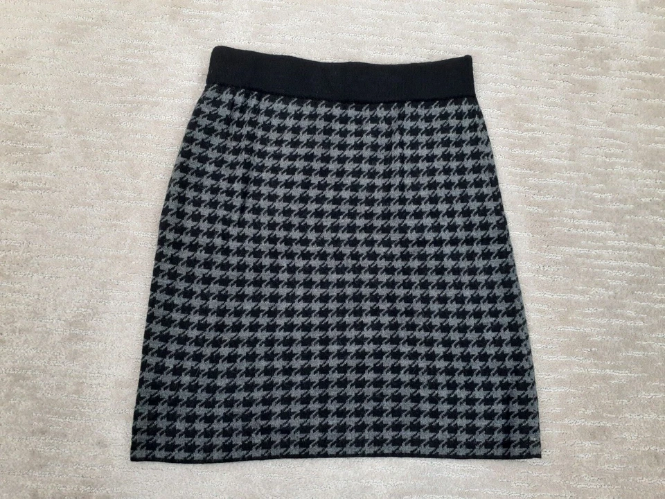 Willi Smith Mujeres S Negro Gris Pata de Gallo Cuadros PullOn Mezcla de Lana Suéter Falda Foto 2 de 4