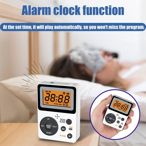AM/FM Alarm Clock Mini Radio With LCD Screen & Headphones Compact and Portable - Picture 5 of 11