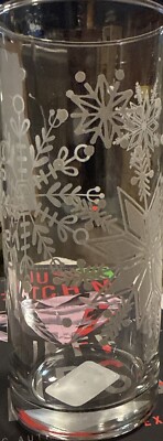 New Cristar Lexington Christmas Cooler Glass 16.5 oz Deco Glittering Snowflakes