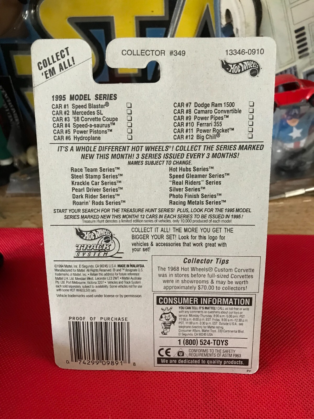 1995 Hot Wheels #349 Models Series 9/12 POWER PIPES Drk Blue w/Chrome B551