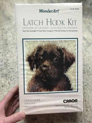 Wonder Art Latch Hook Kit Chocolate Lab Dog 12  x 12'' Caron - New & Sealed