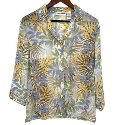 Cathy Daniels Womens Size Medium Blouse Shirt Top Tropical Beach Floral Mature