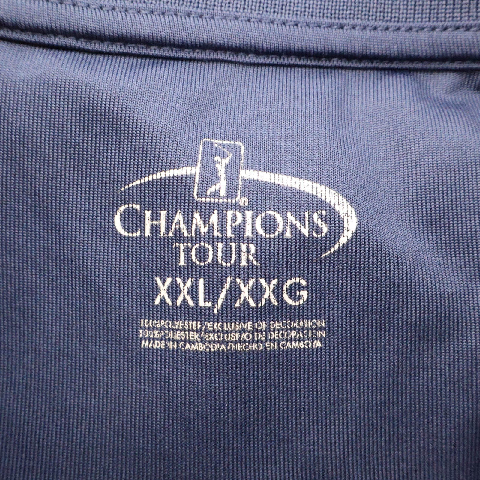 Champions Tour Polo Golf Shirt Mens Sz XXL Blue Striped 100% Polyester Athletic