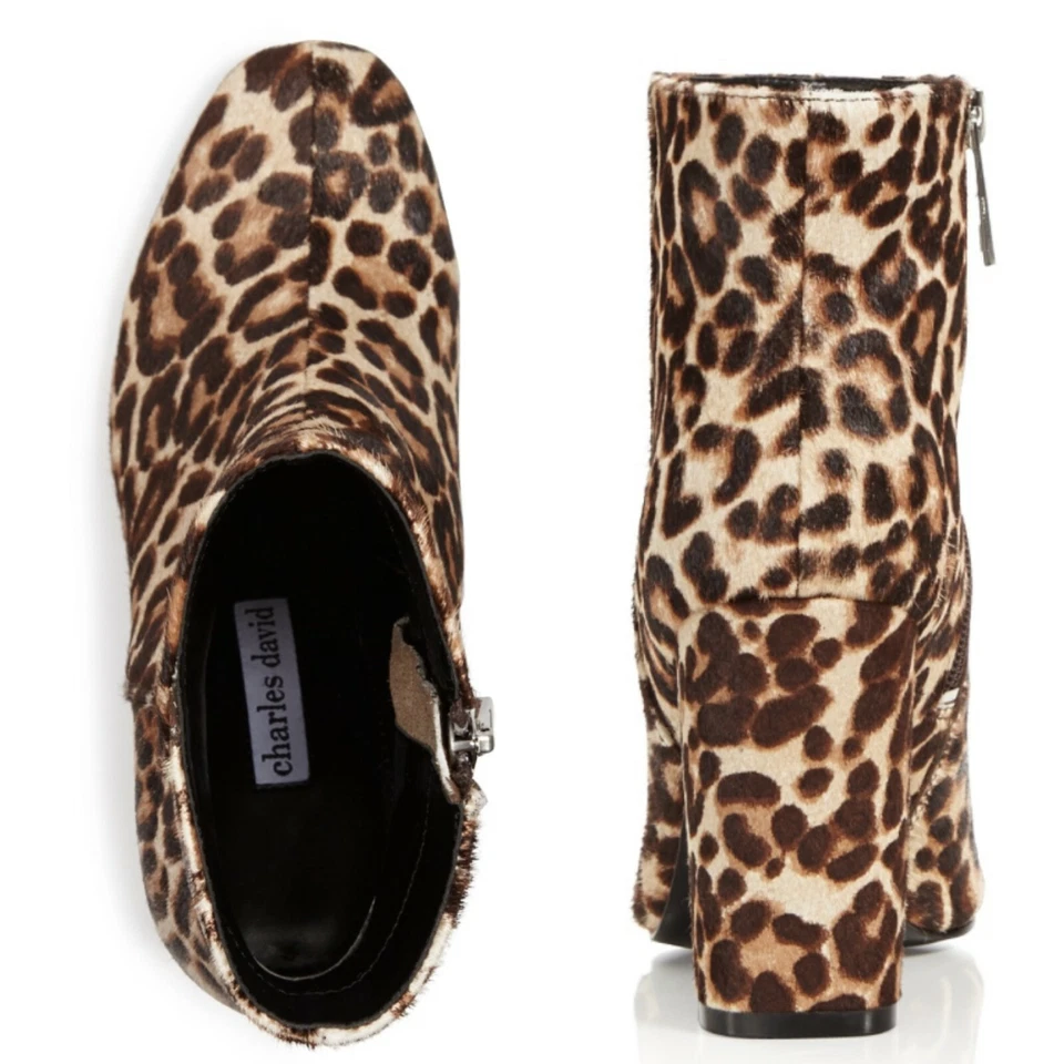 Новый в коробке $269 Charles David 6,5 микро белый снег леопард печать икры волос лодыжки ботинок - Изображение 4 из 4