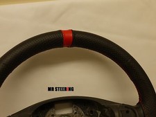 PERFORATED LEATHER + RED STRAP STEERING WHEEL COVER FOR DODGE/ RENAULT 50 SERIES