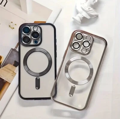 MARKENLOS Magsafe Hülle Kameraschutz für iPhone 11 12 13 14 15 16 17 Pro Max Magnet Case