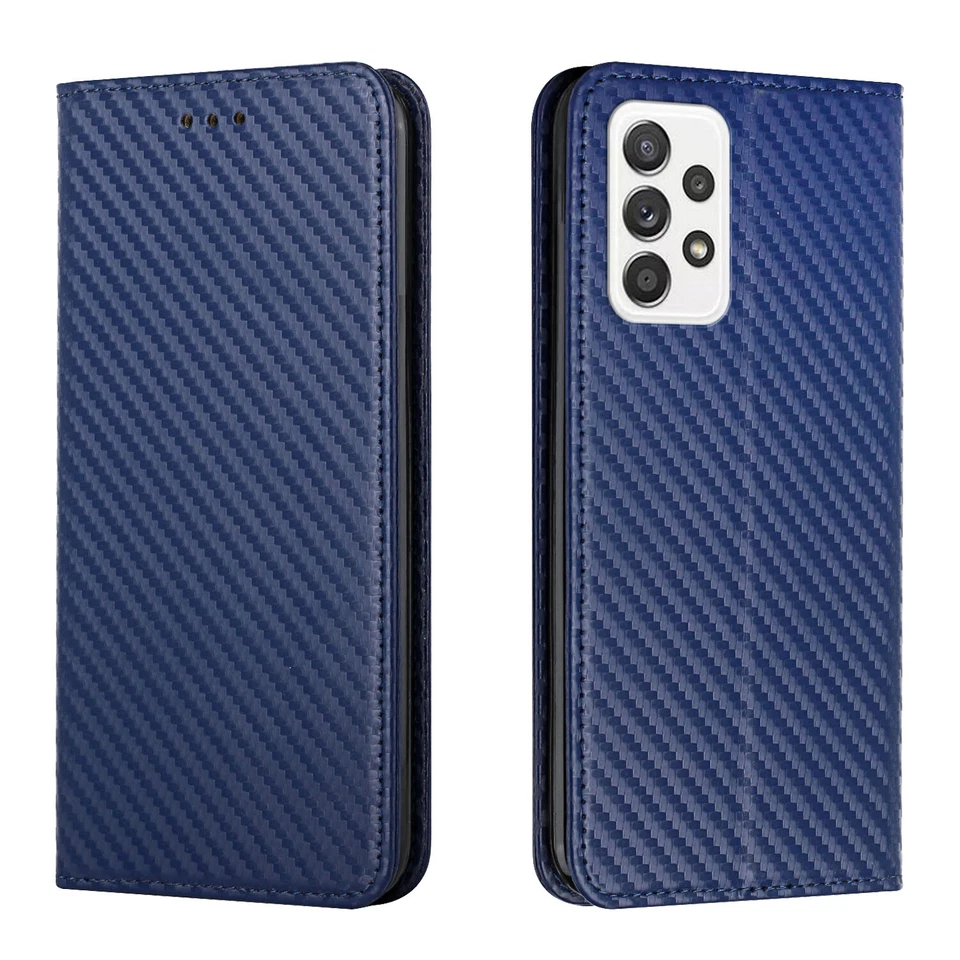 For Galaxy A72 A42 A52 A32 A12 A71 A51 A22 A11 Carbon Leather Wallet Phone Case - Image 3 of 4