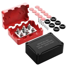 Joinfworld Heavy Duty 500A Bus Bar Waterproof Power Distribution Red&Black 