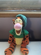 Disney Store Winnie Pooh St Patrick's Day Tigger 9in Bean Bag Plush.
