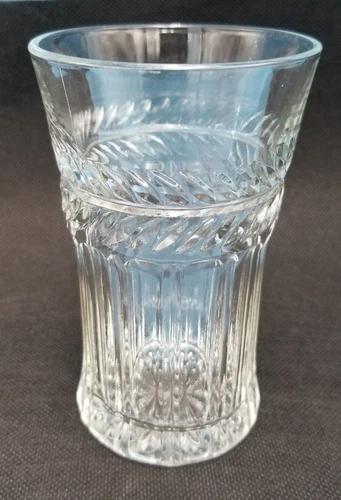 Anchor Hocking ~ Set of 4 Vintage Laurel Clear Pressed Glass Flat Tumblers 8 oz.