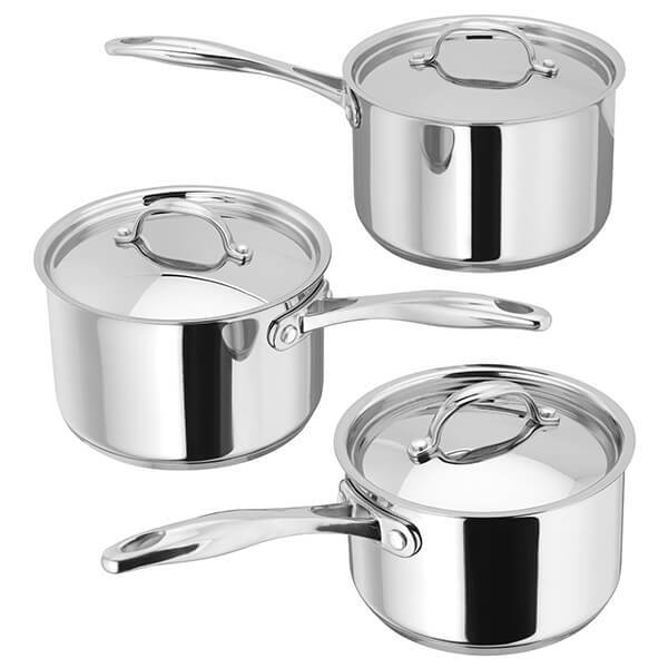 Stellar 7000 S7A1 Set of 3 Stainless Steel Saucepans & Lids 16,18,20cm