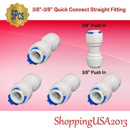 5 X 3/8-3/8 Quick Connect Straight Fitting Connector Push In RO Adapter - Picture 2 of 5