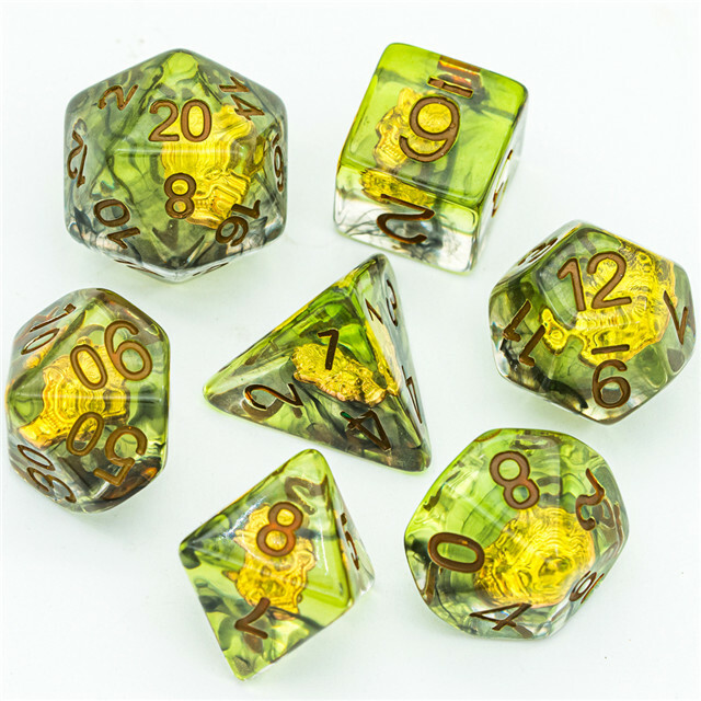 Druid Green with Wolf Head Dice Set RPG D&D