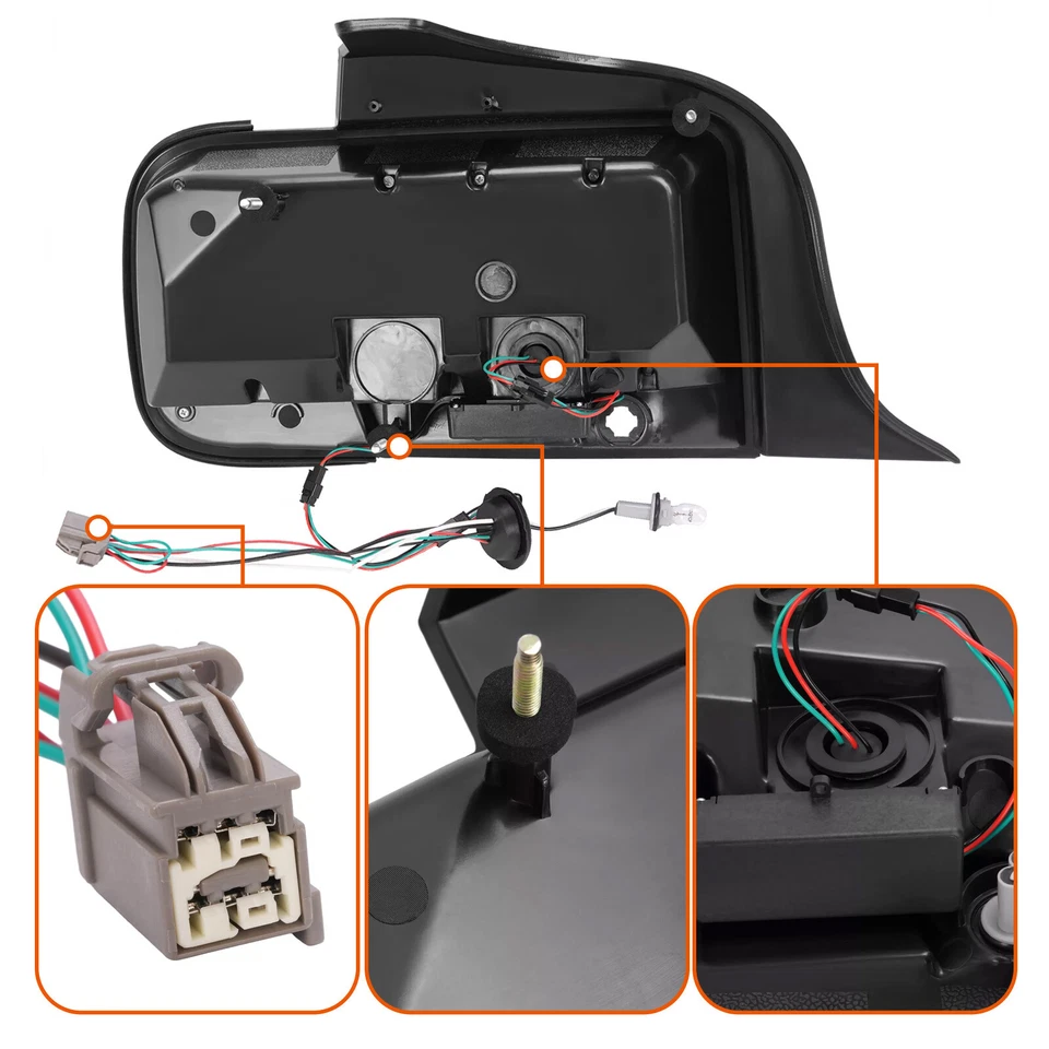 Luces traseras de señal de tubo LED de lente transparente para Ford Mustang 2005-2009 lámparas de freno Foto 4 de 4
